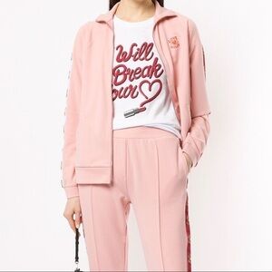 Zoe Karssen zip through high neck sweat jacket in silver pink - love rules NWT